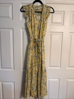 Land’s End Yellow Floral Ruffle-Sleeve Dress